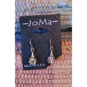 (3 for $15)~JoMa~ Silvertone Dangling Earrings with White Australian Crystals- N